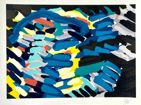 Lithographie Appel - Blue Animal with Sunshine Head 