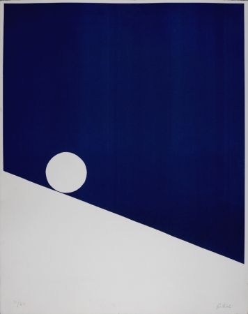 Siebdruck Gilioli - Blue Composition, c. 1970s -  Hand-signed!
