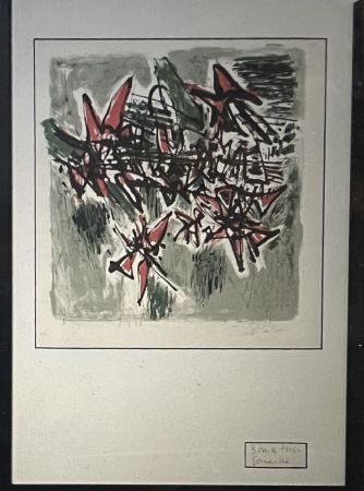 Lithographie Corneille - BON A TIRER - Encadré - Lithographie Vol d'oiseaux 1960