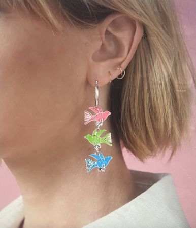 Keine Technische Corneille - Boucles d'oreilles Oiseaux