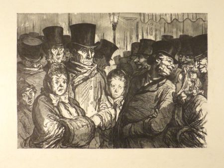 Radierung Daumier - Boulevard du Temple à minuit. Sortant du drame – Sortant des Funambules