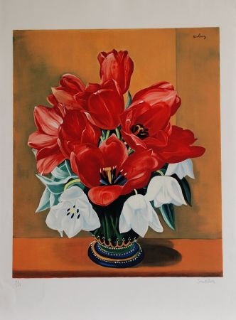 Lithographie Kisling - Bouquet de Fleurs