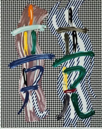 Lithographie Lichtenstein - Brushstroke Contest, from Brushstroke Figure Series