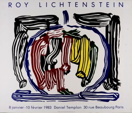 Lithographie Lichtenstein - Brushstroke Still Life With Apple, 1983