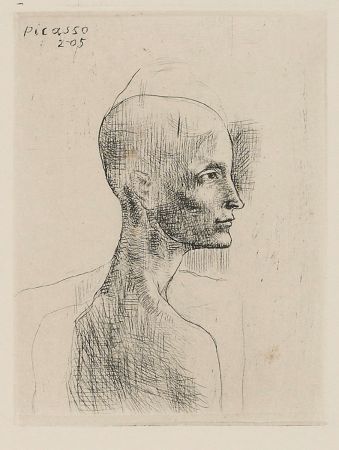 Kaltnadelradierung Picasso - Buste d'homme 