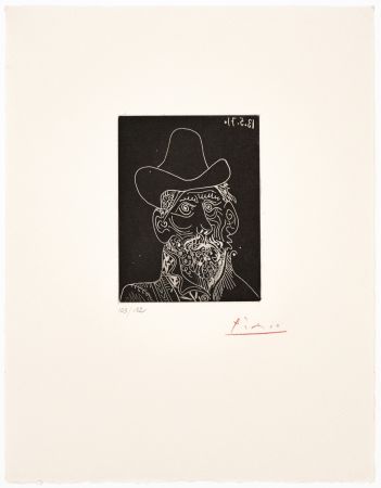 Aquatinta Picasso - Buste d'homme barbu au chapeau