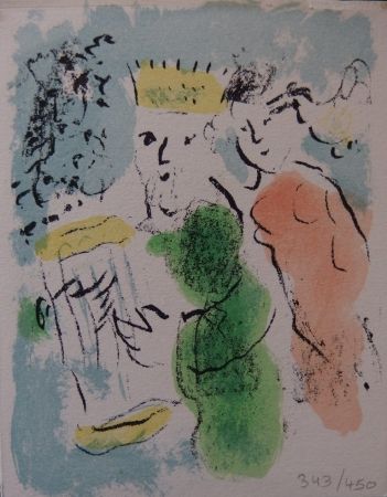Lithographie Chagall - Cadeau de Roi - Carte de voeux 1981