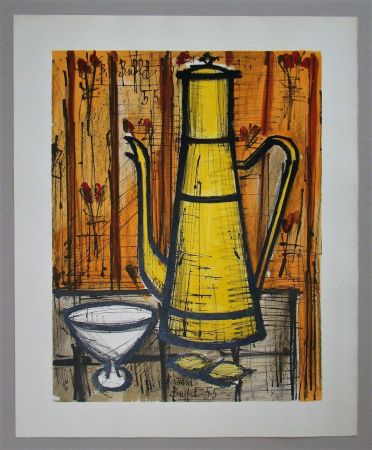 Lithographie Buffet - Cafetière jaune, 1955