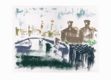 Lithographie Masson - Canal à la Giudecca (Voyage à Venise)