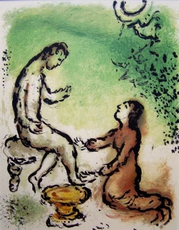 Lithographie Chagall - Canto XIX – Odiseo y Euriclea