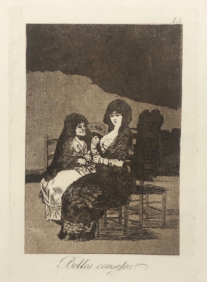 Radierung Goya - Capricho 15. Bellos consejos