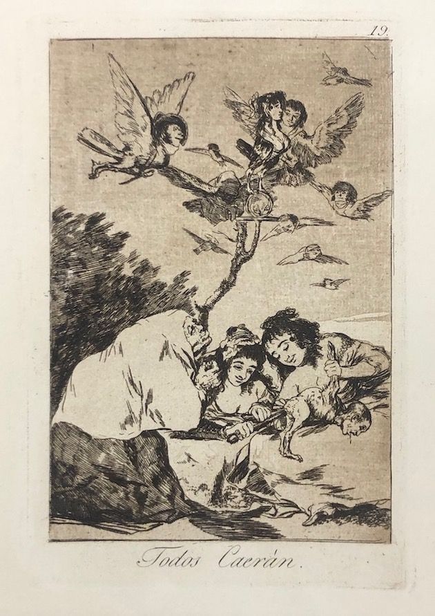 Radierung Goya - Capricho 19. Todos Caerán