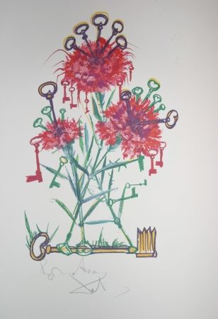 Lithographie Dali - Carnation Keys (surrealistic flowers)