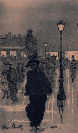 Lithographie Boutet - Carrefour de l'Observatoire, c. 1884-1888