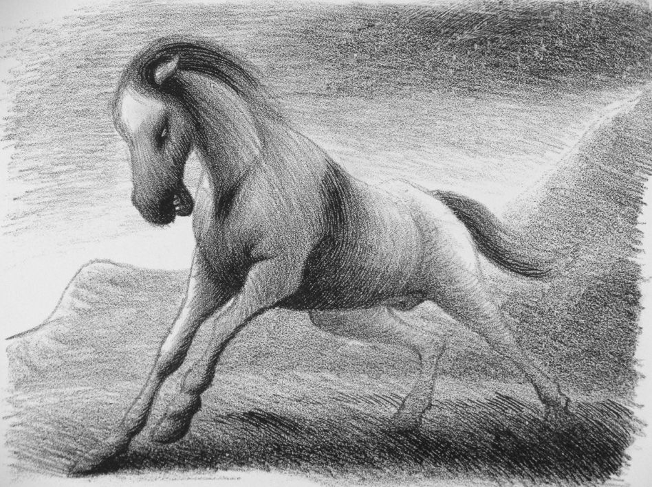 Lithographie Grasselli - Cavallo che fugge