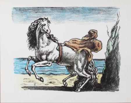 Lithographie De Chirico - Cavallo con manto