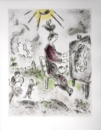 Radierung Und Aquatinta Chagall - Celui qui dit les choses sans rien dire, 1976 - PLATE 10