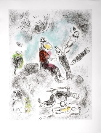 Radierung Und Aquatinta Chagall - Celui qui dit les choses sans rien dire, 1976 - PLATE 12