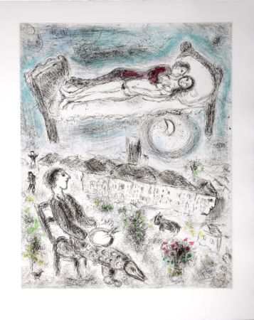 Radierung Und Aquatinta Chagall - Celui qui dit les choses sans rien dire, 1976 - PLATE 13