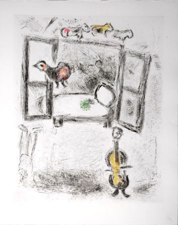 Radierung Und Aquatinta Chagall - Celui qui dit les choses sans rien dire, 1976 - PLATE 15
