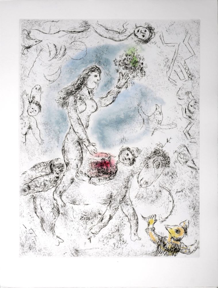 Radierung Und Aquatinta Chagall - Celui qui dit les choses sans rien dire, 1976 - PLATE 22