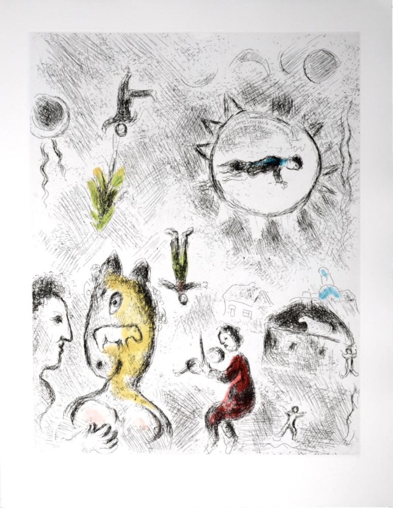 Radierung Und Aquatinta Chagall - Celui qui dit les choses sans rien dire, 1976 - PLATE 24