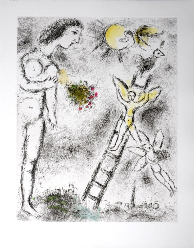 Radierung Und Aquatinta Chagall - Celui qui dit les choses sans rien dire, 1976 - PLATE 25