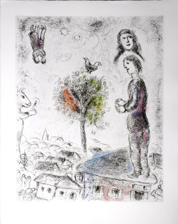 Radierung Und Aquatinta Chagall - Celui qui dit les choses sans rien dire, 1976 - PLATE 3