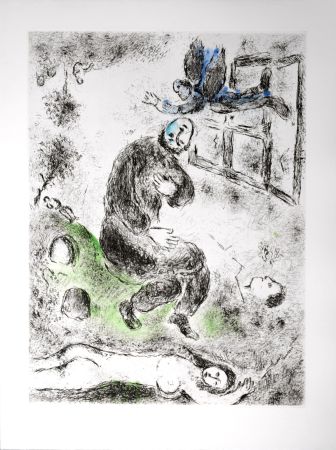 Radierung Und Aquatinta Chagall - Celui qui dit les choses sans rien dire, 1976 - PLATE 6
