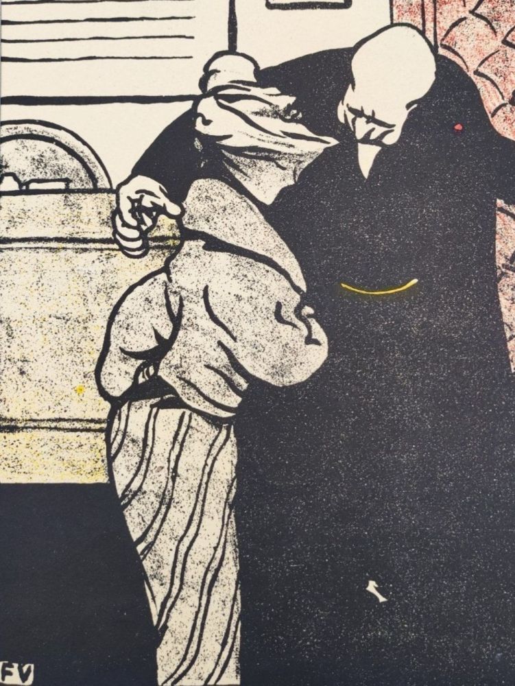 Lithographie Vallotton - C'est pour votre papa... Passez donc dans mon cabinet. 