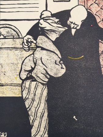 Lithographie Vallotton - C'est pour votre papa... Passez donc dans mon cabinet. 