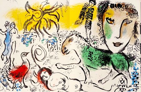 Lithographie Chagall - Cheval vert