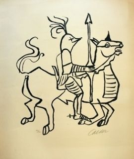 Lithographie Calder - Chevalier