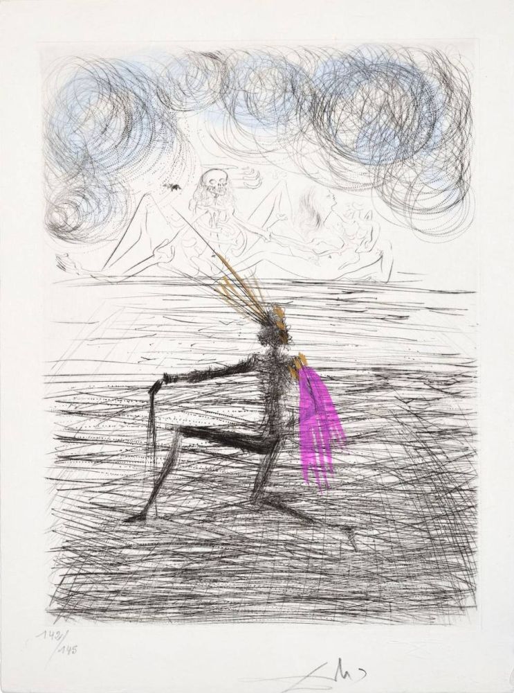 Kaltnadelradierung Dali - Chevalier à genou (Kneeling Knight)