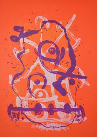 Lithographie Miró - Chevauchee Rouge Et Violet - M610