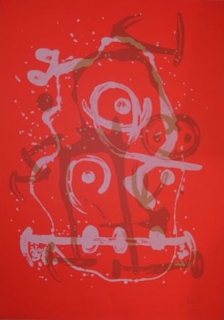 Lithographie Miró - Chevauchée orange