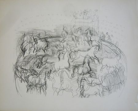 Lithographie Dufy - Chevaux
