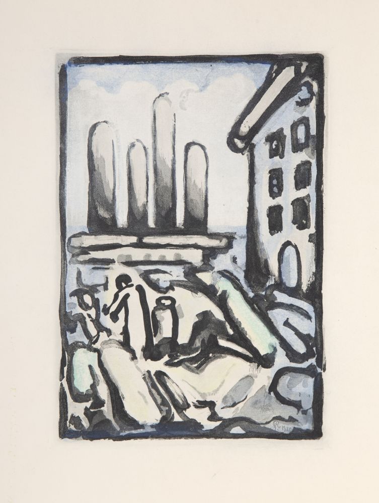 Radierung Und Aquatinta Rouault - Christ Au Faubourg