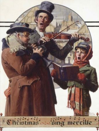 Lithographie Rockwell  - Christmas Trio/Christmas Sing Merrille