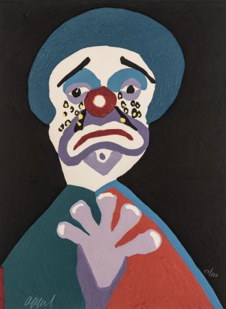 Holzschnitt Appel - Circus 18 - Clown aux larmes d'or