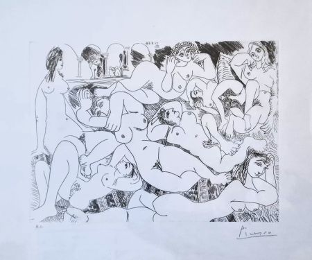 Radierung Picasso - Clin d Oeil au Bain Turc Femmes Prenant le Soleil a la Piscine