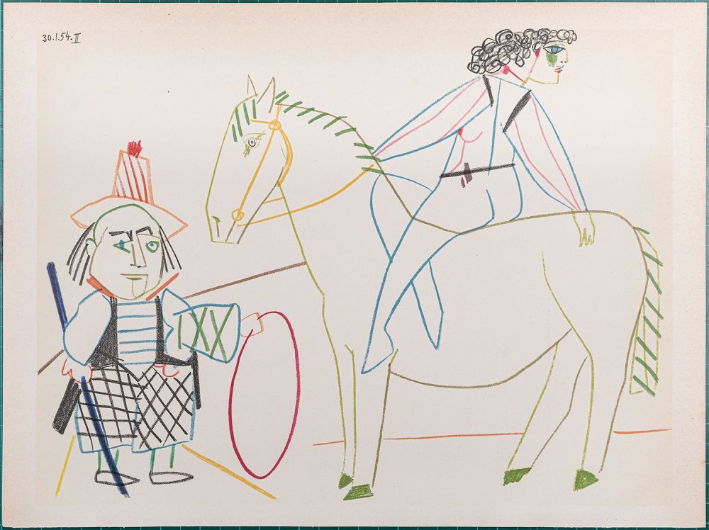 Lithographie Picasso - Clown & Circus rider, 1954
