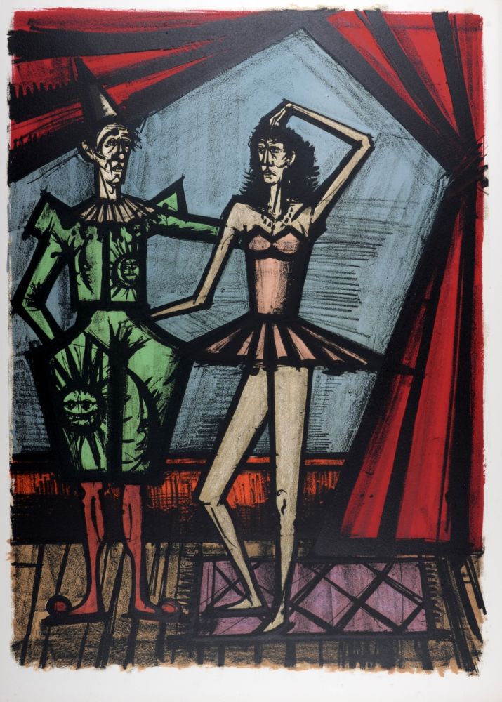 Lithographie Buffet - Clown et Ballerine, 1968