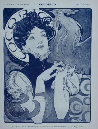 Lithographie Mucha - Cocorico, 1898