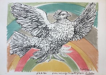 Lithographie Picasso - Colombe volant