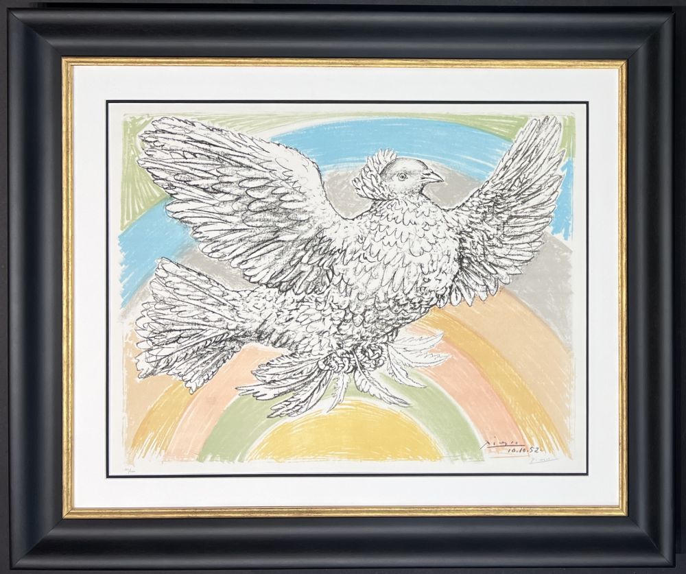 Lithographie Picasso - Colombe volant ( à l'Arc-en-ciel ) ( Flying Dove in a Rainbow ) (Bl. 712, M. 214)