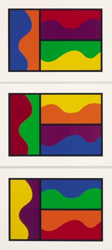 Siebdruck Lewitt - Colors Divided By Wavy Lines