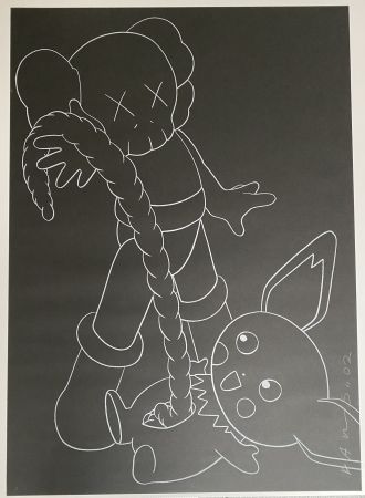 Siebdruck Kaws - Companion vs Pikachu