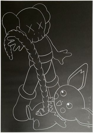 Siebdruck Kaws - Companion vs Pikachu