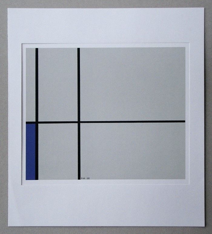 Siebdruck Mondrian - Compositie met blauw - 1938